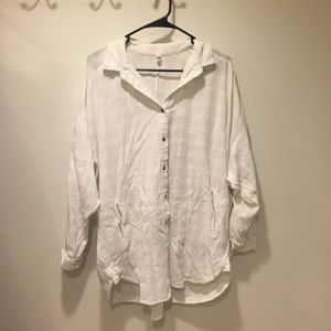 Free People Large White Button Down Shirt
